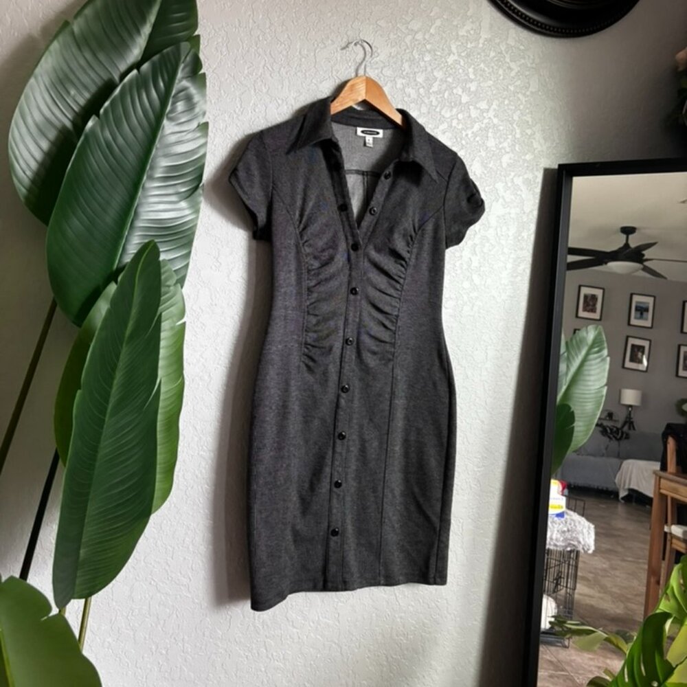 Intermission Gray Short Sleeve Button Down Dress - Women’s Size 6